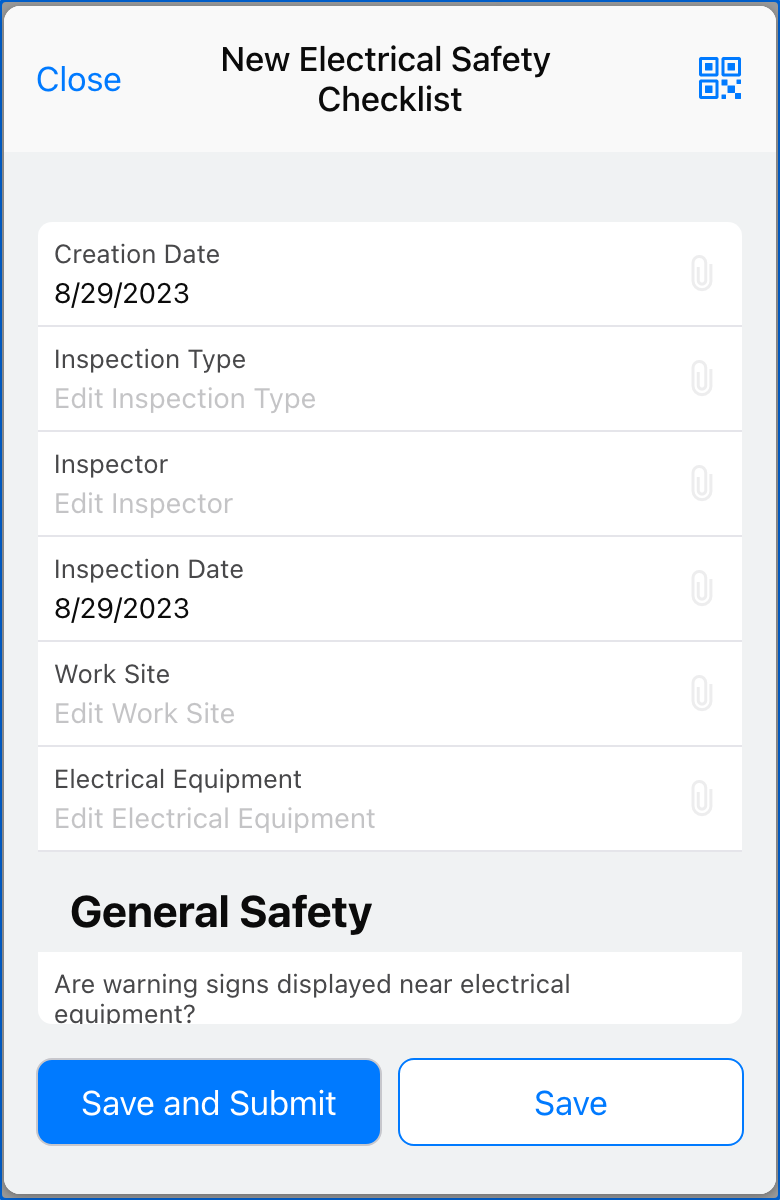 Image of a Electrical Safety Checklist form